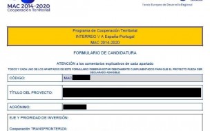 Captura formulario candidatura INTERREG-MAC